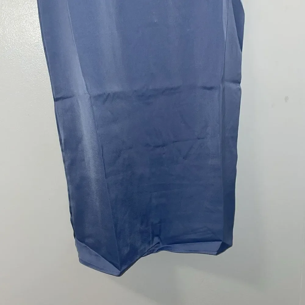 NWT Weworewhat slate blue satin charmeuse slip cowl midi dress spaghetti straps - Picture 5 of 14